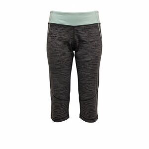 Lululemon Run Excel Crop Legging Women 8 Black Light Green Waistband Activewear